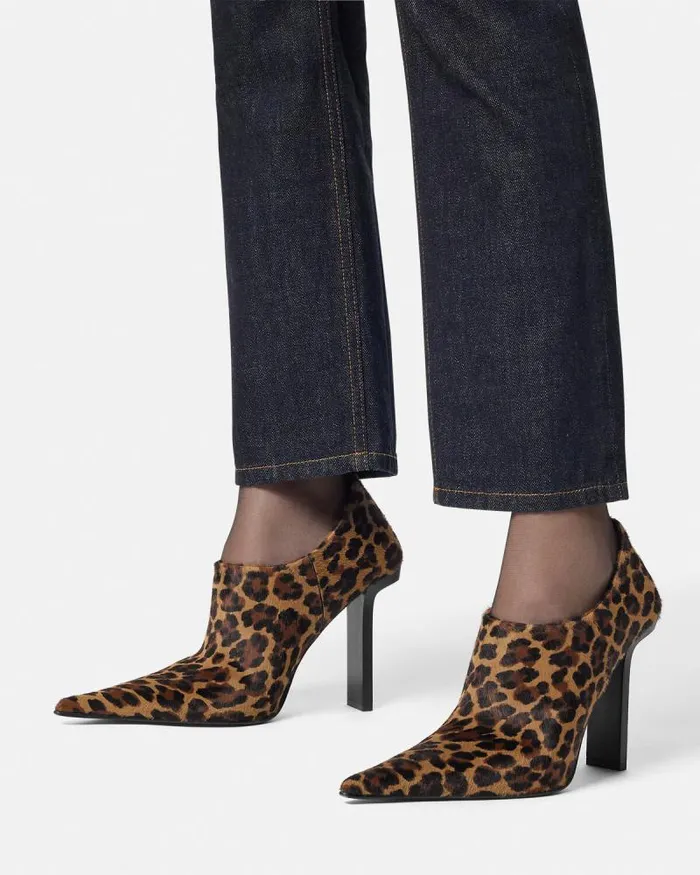 Leopard Slice Ankle Boots 105 Mm Animalier Women Versace Boots
