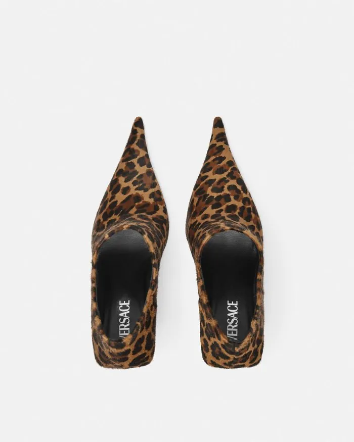 Leopard Slice Ankle Boots 105 Mm Animalier Women Versace Boots