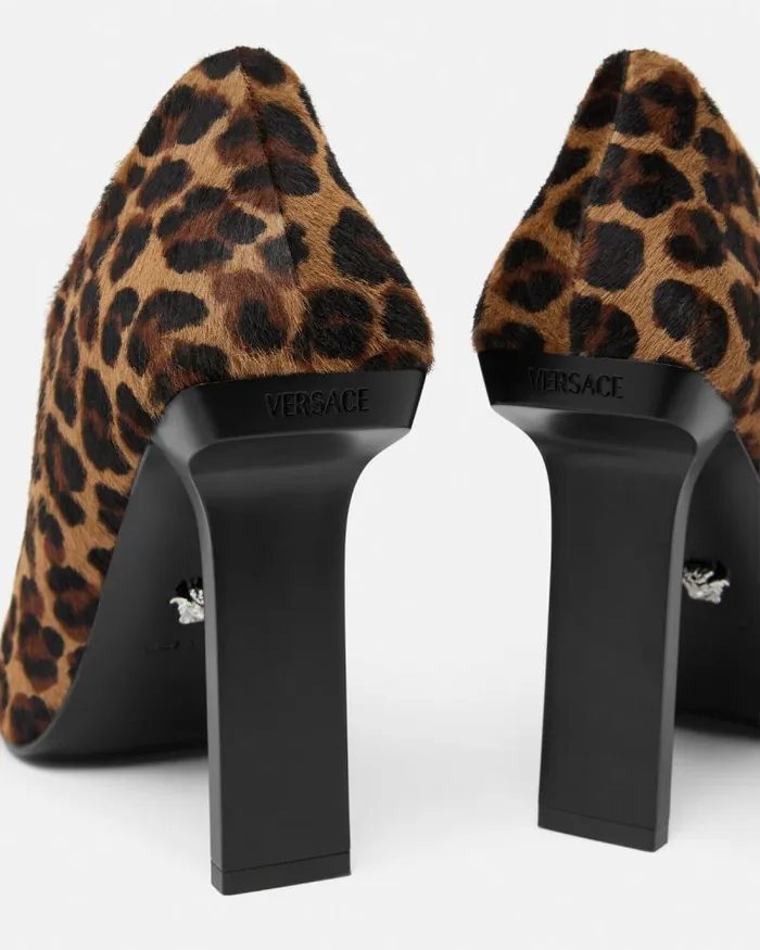 Leopard Slice Ankle Boots 105 Mm Animalier Women Versace Boots