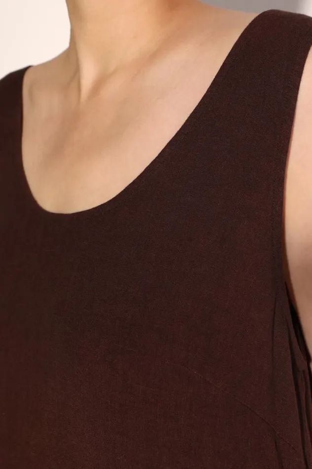 LF Markey Dresses Women Basic Linen Shift Dress Chocolate