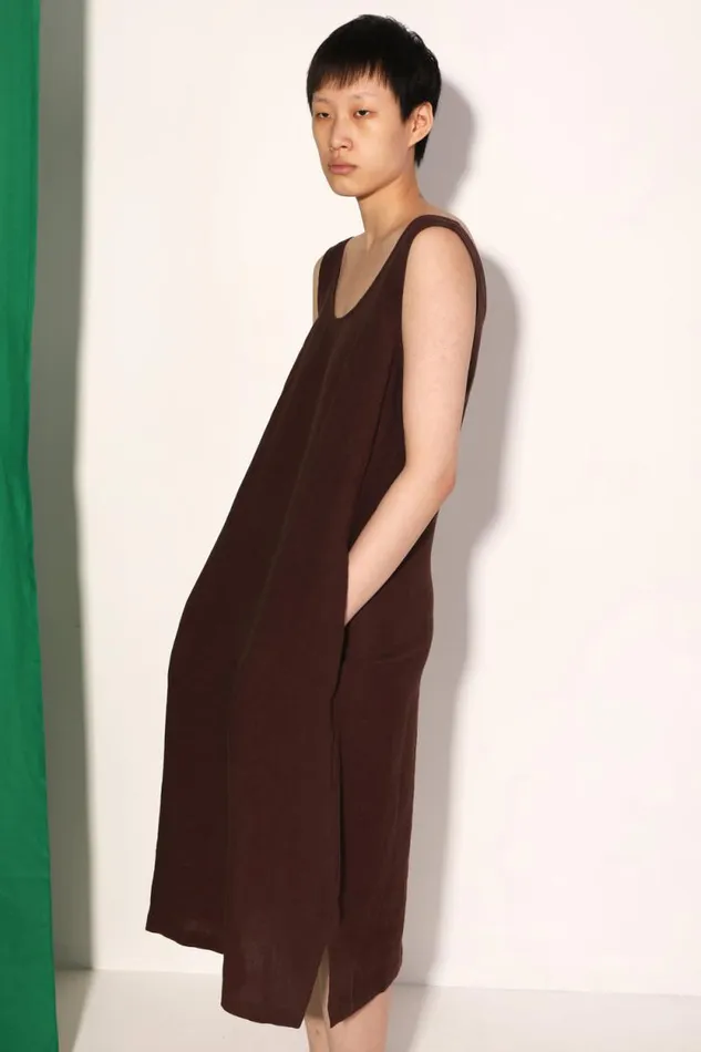 LF Markey Dresses Women Basic Linen Shift Dress Chocolate