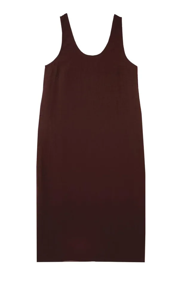 LF Markey Dresses Women Basic Linen Shift Dress Chocolate