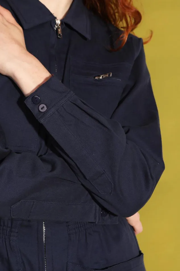 LF Markey One Pieces Women Danny Stretch Drill Boilersuit Navy