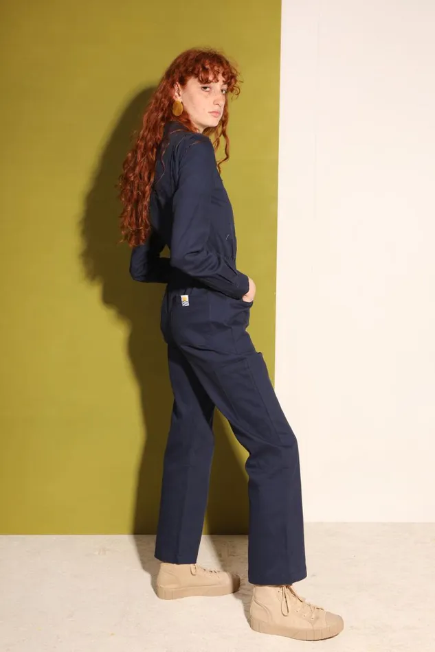 LF Markey One Pieces Women Danny Stretch Drill Boilersuit Navy