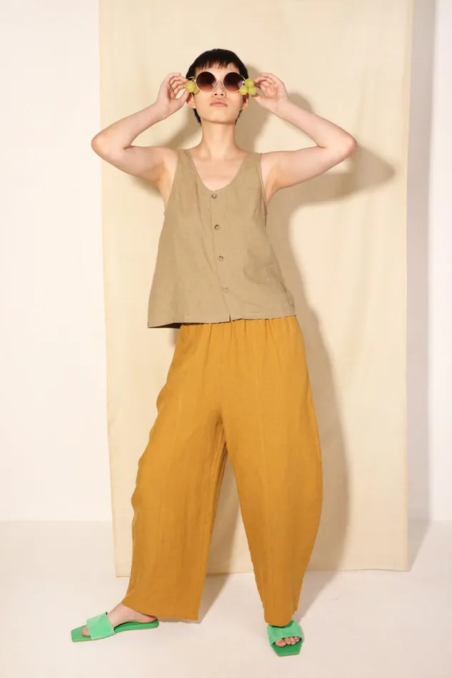 LF Markey Trousers Women Basic Linen Trouser Dijon