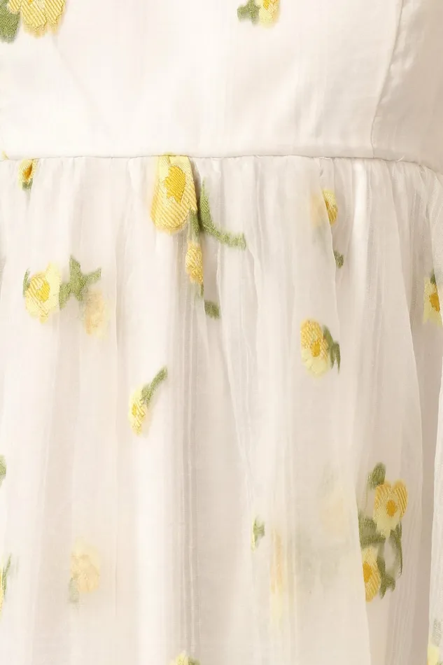 Long Sleeve Dresses Kordyn Maxi Dress White Yellow Floral Petal and Pup Women