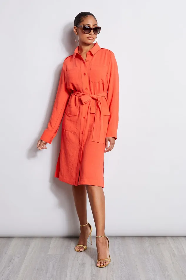 Long Sleeve Dresses Women Elie Tahari Utility Shirt Dress TOMATO