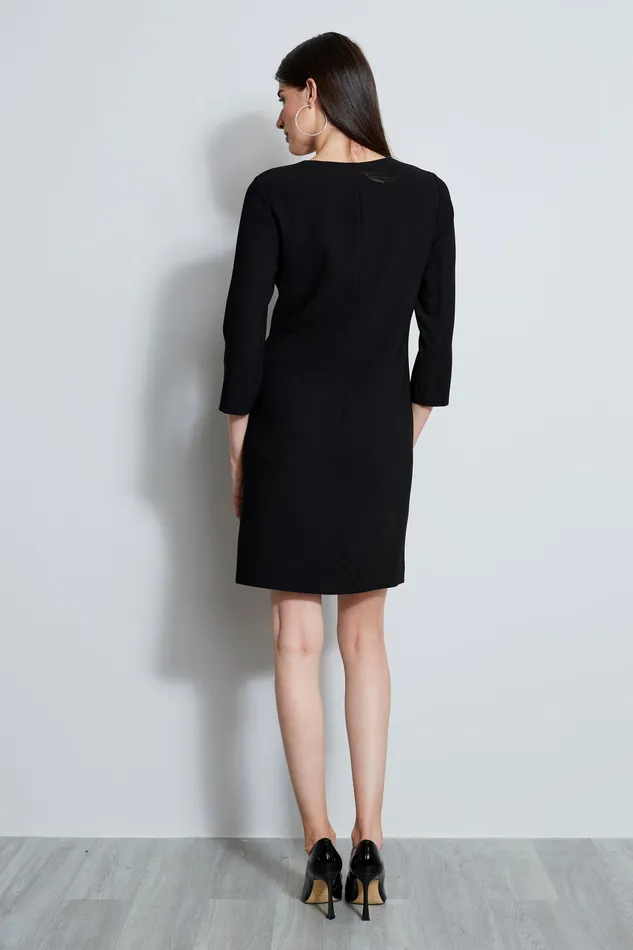 Long Sleeve Dresses Women Elie Tahari Zip Shift Dress BLACK