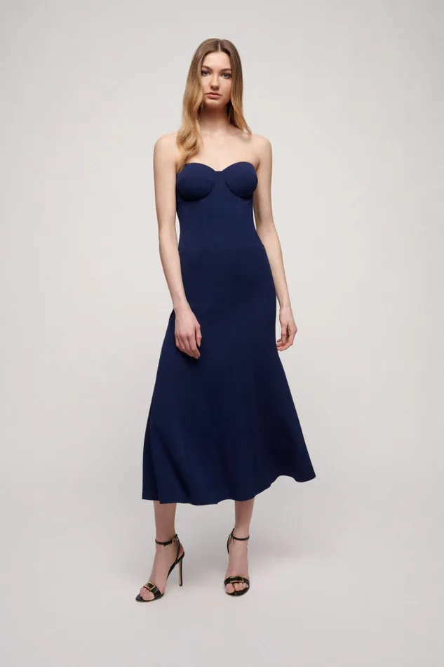 Luisa Spagnoli Formal Dresses Women Graffetta Blue Luisa Spagnoli Formal Dresses Women Graffetta Blue