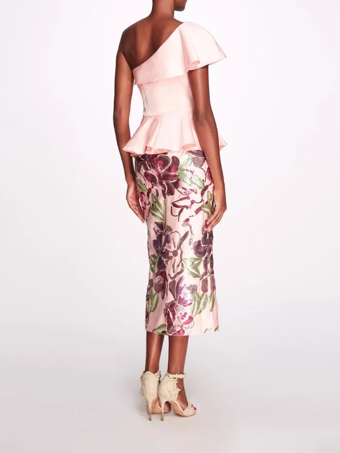 Marchesa Marchesa Notte Duchess Degrade Midi Dress Blush Multi 8211 Women