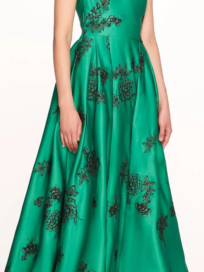 Marchesa Marchesa Notte One Shoulder Marigold Ball Gown Emerald Multi 8211 Women