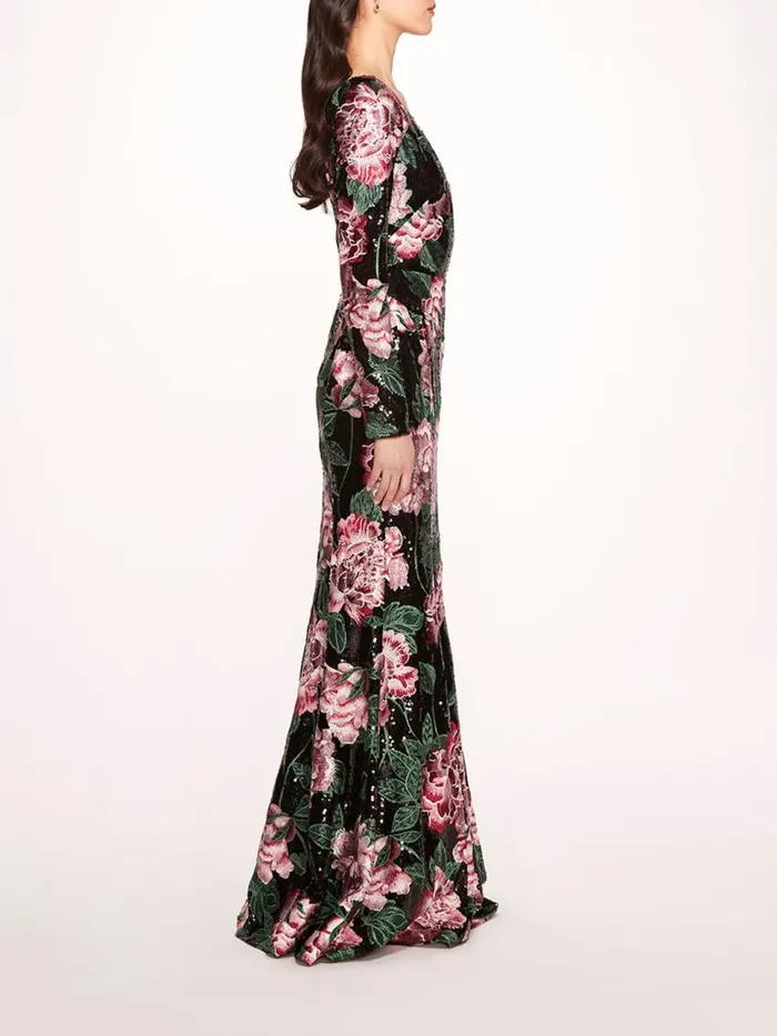 Marchesa Marchesa Notte One Shoulder Sequin Gown Black 8211 Women