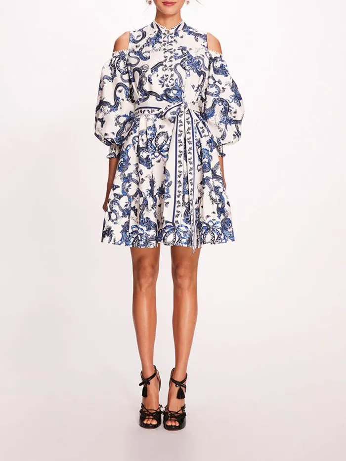 Marchesa Marchesa Rosa Iris Mini Dress Blue Multi 8211 Women