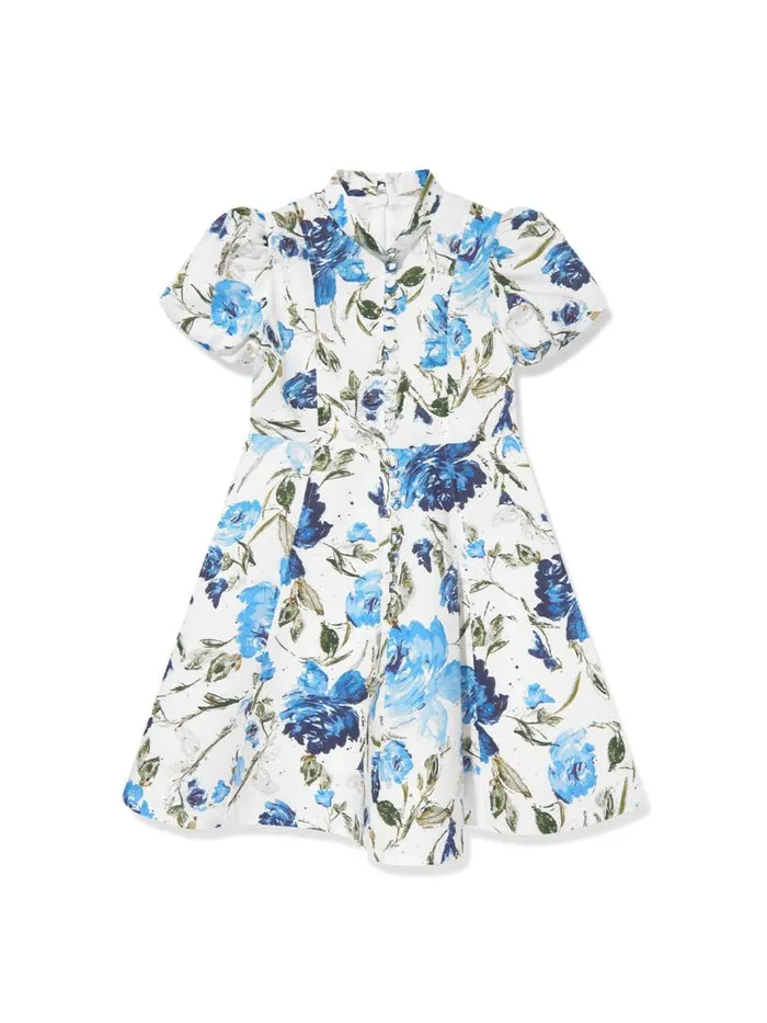 Marchesa Midi Dresses FlowerPrint Cotton Dress Blue 8211 Kids