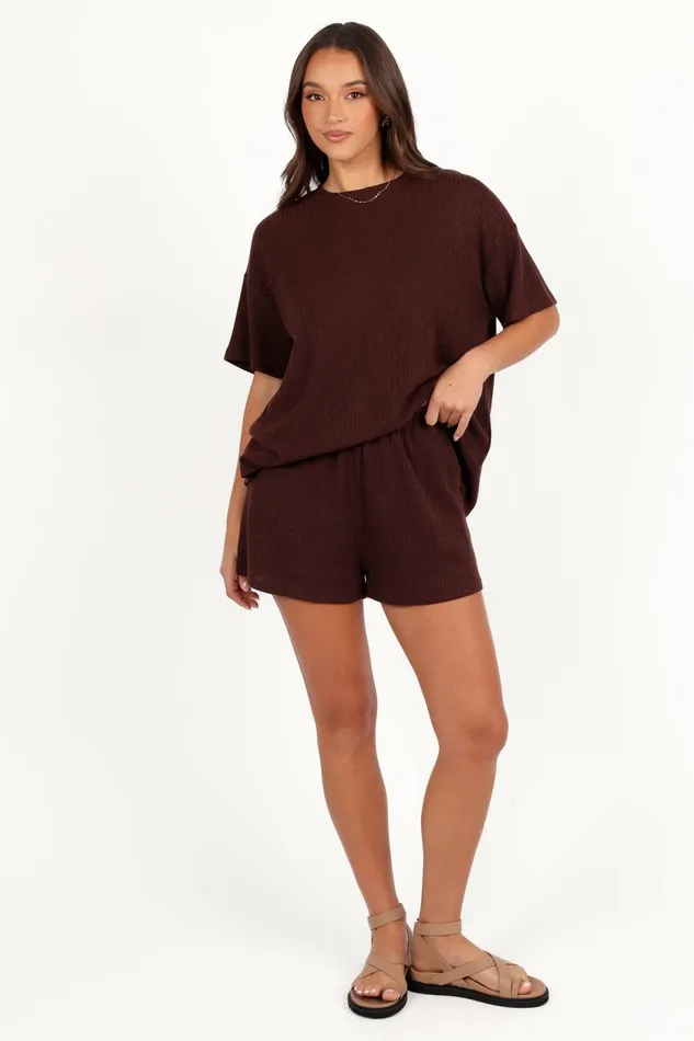 Matching Sets Granger Knit Short Set Chocolate Brown Petal and Pup Women