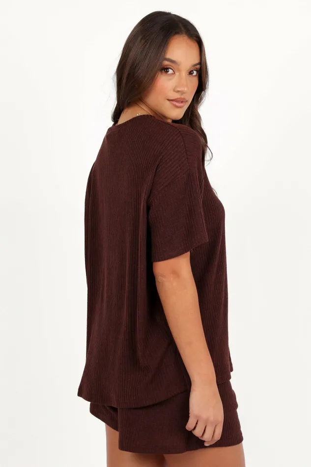Matching Sets Granger Knit Short Set Chocolate Brown Petal and Pup Women