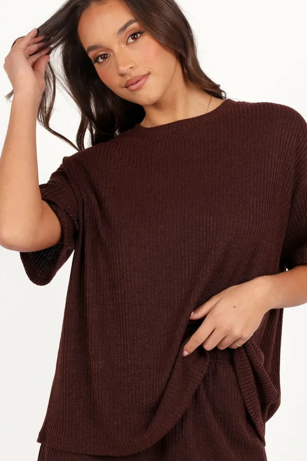 Matching Sets Granger Knit Short Set Chocolate Brown Petal and Pup Women