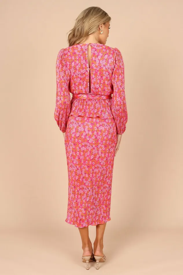 Matching Sets Minelli Pleat Midi Skirt Hot Pink Petal and Pup Women
