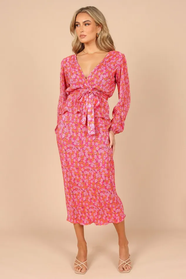 Matching Sets Minelli Pleat Midi Skirt Hot Pink Petal and Pup Women