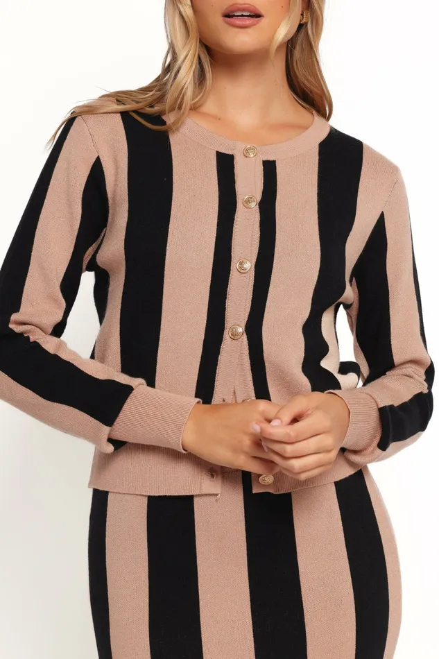 Matching Sets Petal and Pup Women Katin Knit Skirt Set Black Brown Stripe