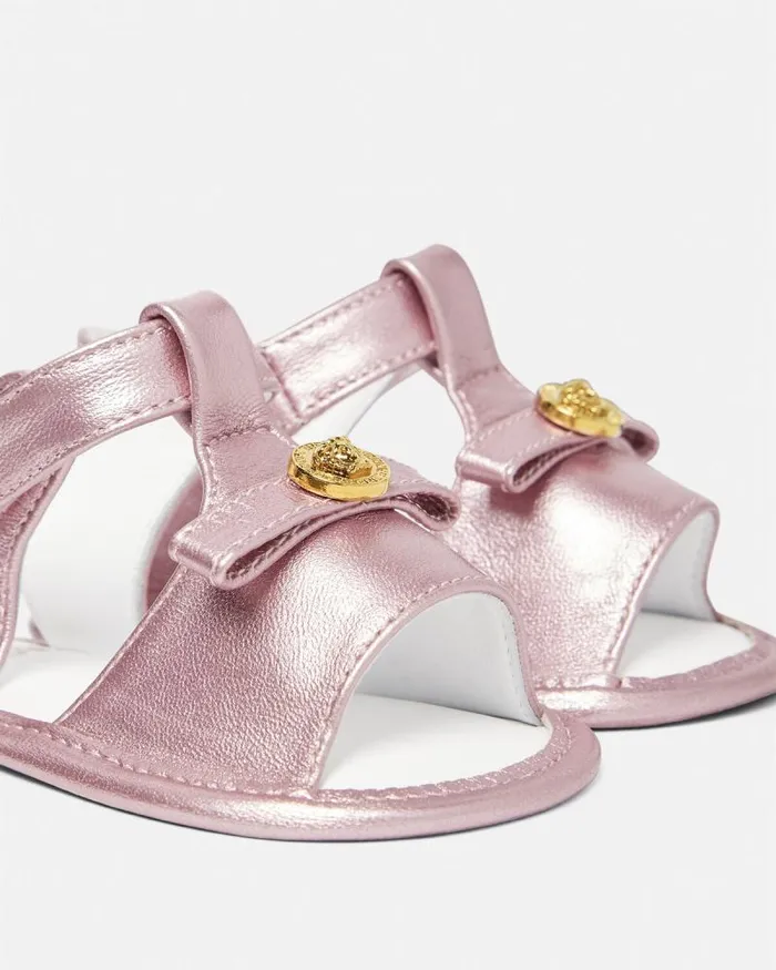 Medusa Baby Metallic Sandals Light Pink Children Versace Shoes and First Steps