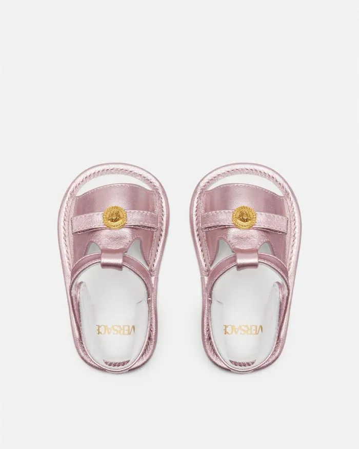Medusa Baby Metallic Sandals Light Pink Children Versace Shoes and First Steps
