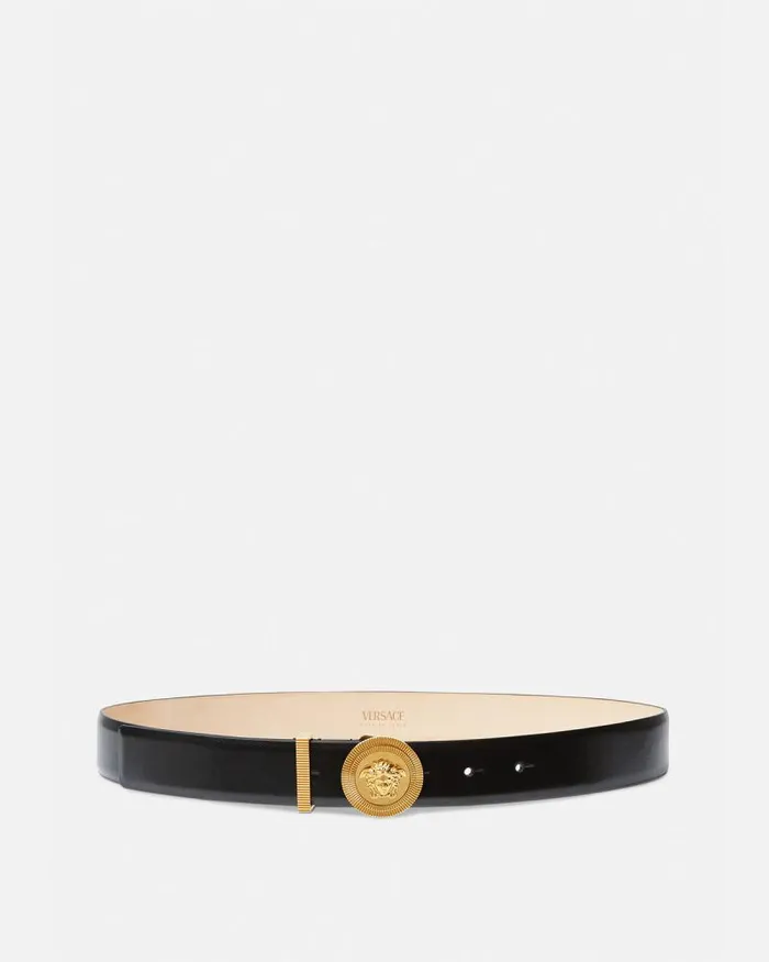 Medusa Biggie Leather Belt 3 Cm Blackgold Women Versace Belts