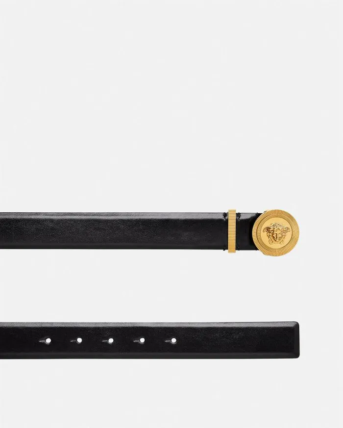 Medusa Biggie Leather Belt 3 Cm Blackgold Women Versace Belts