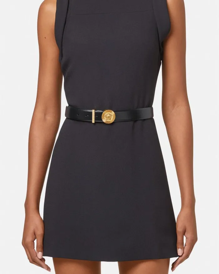 Medusa Biggie Leather Belt 3 Cm Blackgold Women Versace Belts