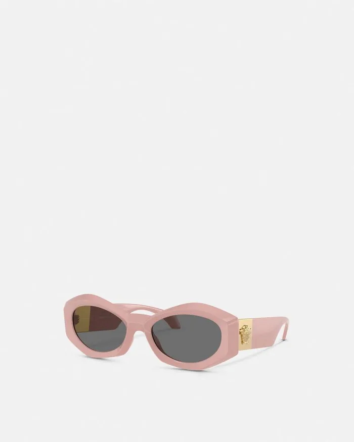 Medusa Plaque Geometric Sunglasses Light Pink Women Versace Sunglasses