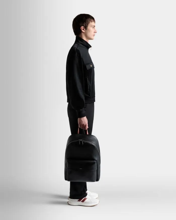 Men Bally Backpacks Code Backpack In Black Grained Leather Black Men Bally Backpacks Code Backpack In Black Grained Leather Black