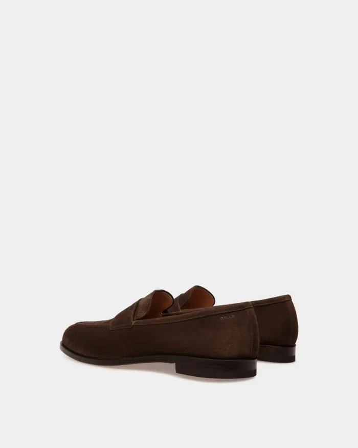 Men Bally Loafers and Moccasins Carl Loafer In Ebano Suede Brown Men Bally Loafers and Moccasins Carl Loafer In Ebano Suede Brown