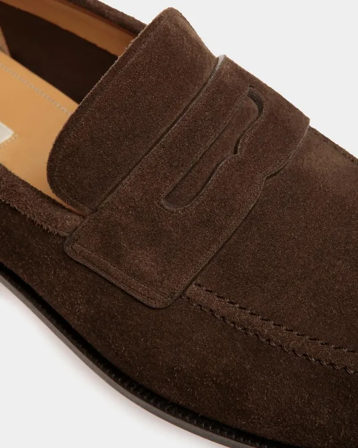 Men Bally Loafers and Moccasins Carl Loafer In Ebano Suede Brown Men Bally Loafers and Moccasins Carl Loafer In Ebano Suede Brown