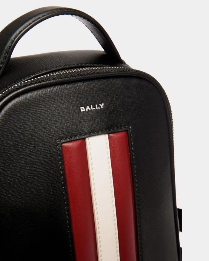 Men Bally Messenger Bags Mythos Sling Bag In Black Recycled Leather Black Men Bally Messenger Bags Mythos Sling Bag In Black Recycled Leather Black