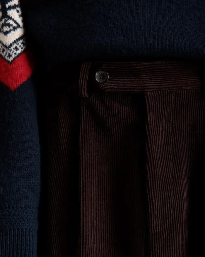 Men Bally Pants Winter Capsule Pleated Pants In Ebano Cotton Corduroy Brown Men Bally Pants Winter Capsule Pleated Pants In Ebano Cotton Corduroy Brown