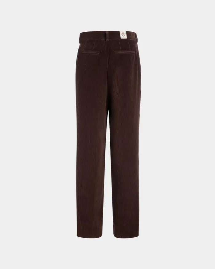 Men Bally Pants Winter Capsule Pleated Pants In Ebano Cotton Corduroy Brown Men Bally Pants Winter Capsule Pleated Pants In Ebano Cotton Corduroy Brown