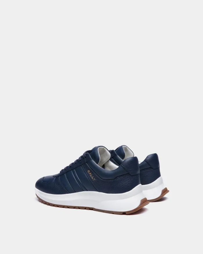 Men Bally Sneakers Outline Sneaker In Blue Grained Leather Blue Men Bally Sneakers Outline Sneaker In Blue Grained Leather Blue