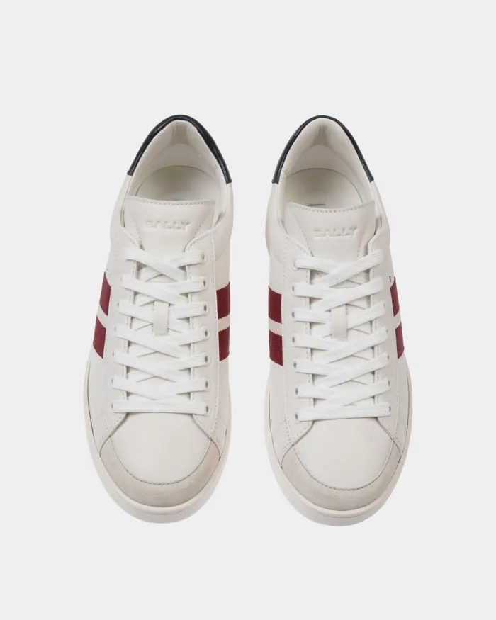 Men Bally Sneakers Tennis Sneaker In White And Navy Blue Leather White Men Bally Sneakers Tennis Sneaker In White And Navy Blue Leather White
