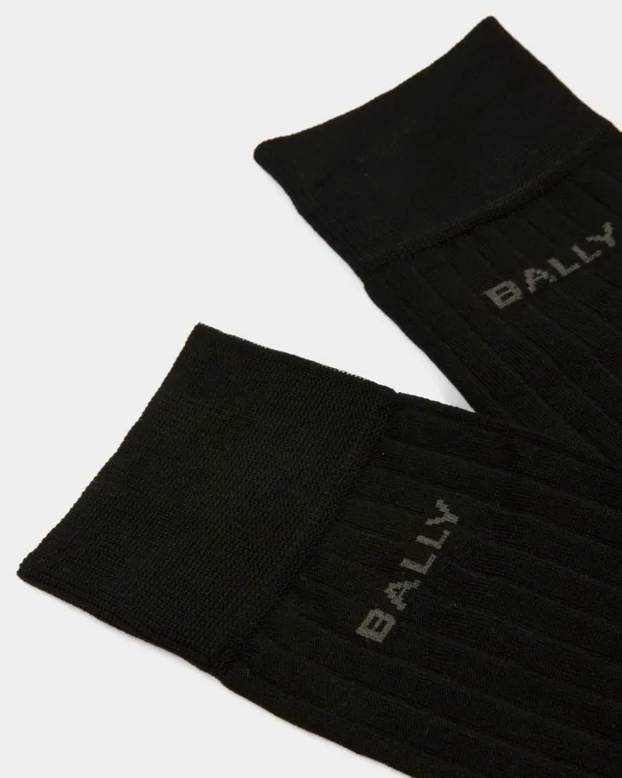 Men Bally Socks Logo Socks In Black Cotton Mix Black