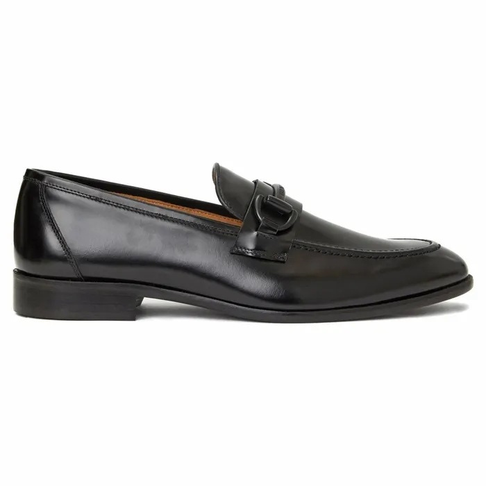 Men Dress Shoes Bruno Magli Alessio Slip On Black Bit Loafer Black Leather