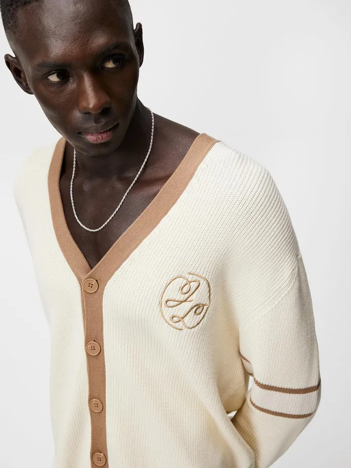 Men Gerard Jacquard Cardigan Turtledove JLindeberg Jeans Men Gerard Jacquard Cardigan Turtledove JLindeberg Jeans