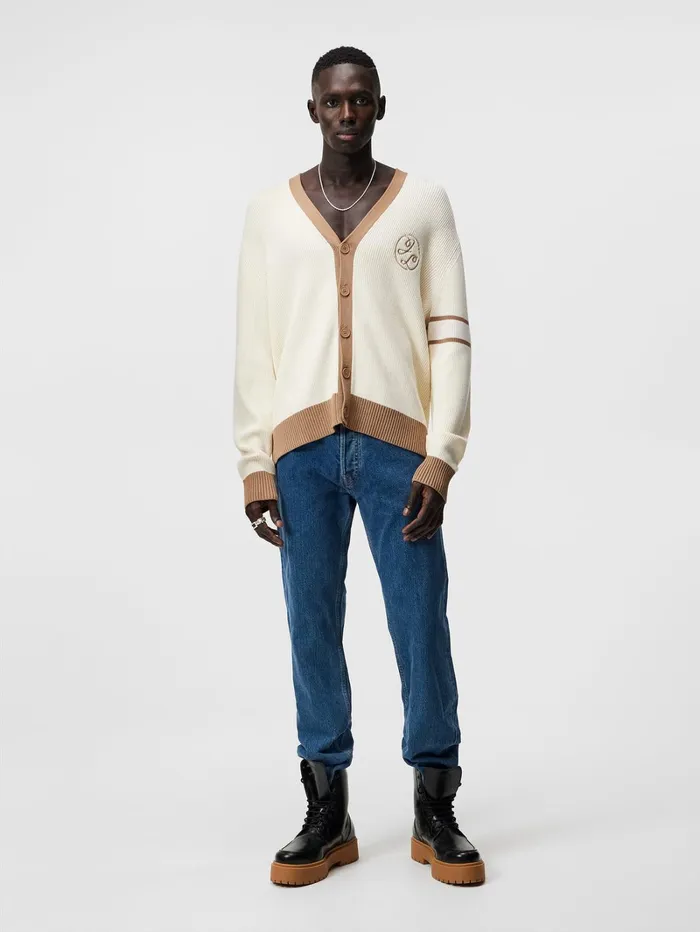 Men Gerard Jacquard Cardigan Turtledove JLindeberg Jeans Men Gerard Jacquard Cardigan Turtledove JLindeberg Jeans