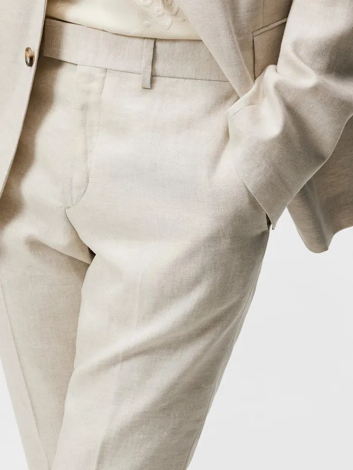 Men Grant Super Linen Pants Safari Beige JLindeberg Tailored Trousers