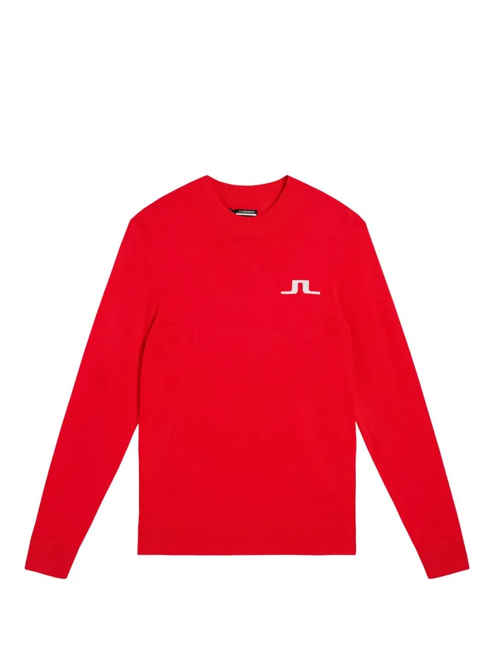 Men Gus Knitted Sweater Fiery Red JLindeberg Knitwear Men Gus Knitted Sweater Fiery Red JLindeberg Knitwear