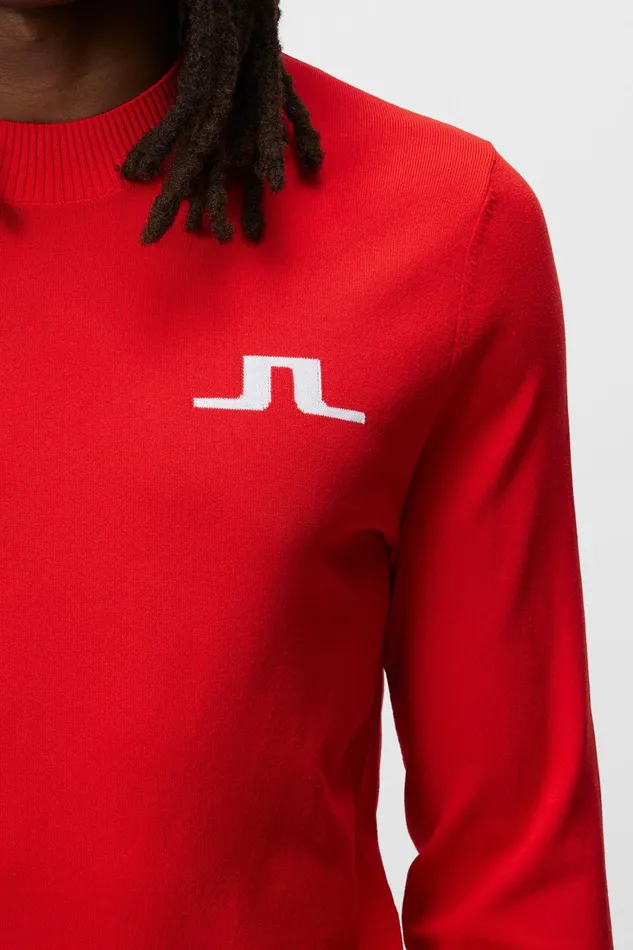 Men Gus Knitted Sweater Fiery Red JLindeberg Knitwear Men Gus Knitted Sweater Fiery Red JLindeberg Knitwear