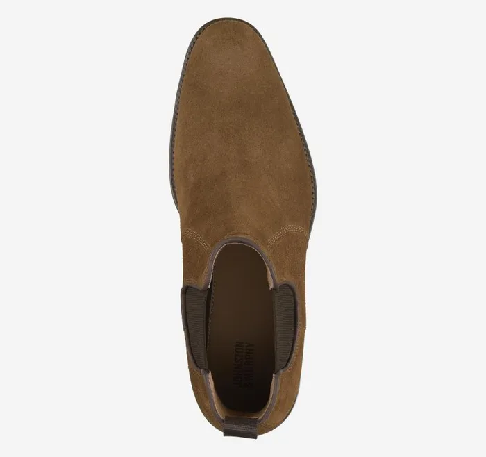 Men Johnston and Murphy Boots Meade Chelsea Boot Dark Tan Suede