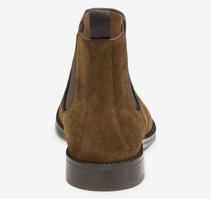 Men Johnston and Murphy Boots Meade Chelsea Boot Dark Tan Suede