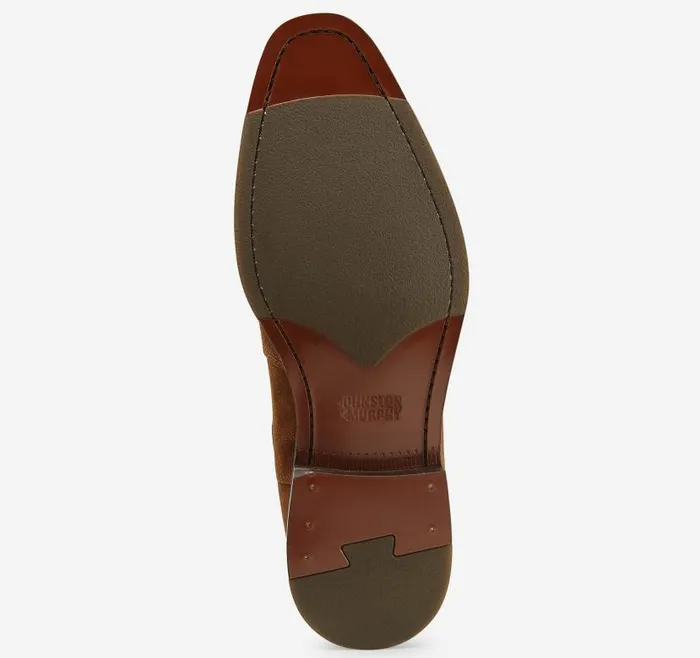 Men Johnston and Murphy Boots Meade Chelsea Boot Dark Tan Suede