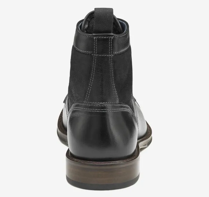 Men Johnston and Murphy Boots XC Flex Raleigh Cap Toe Shearling Boot Black Full Grainshearling