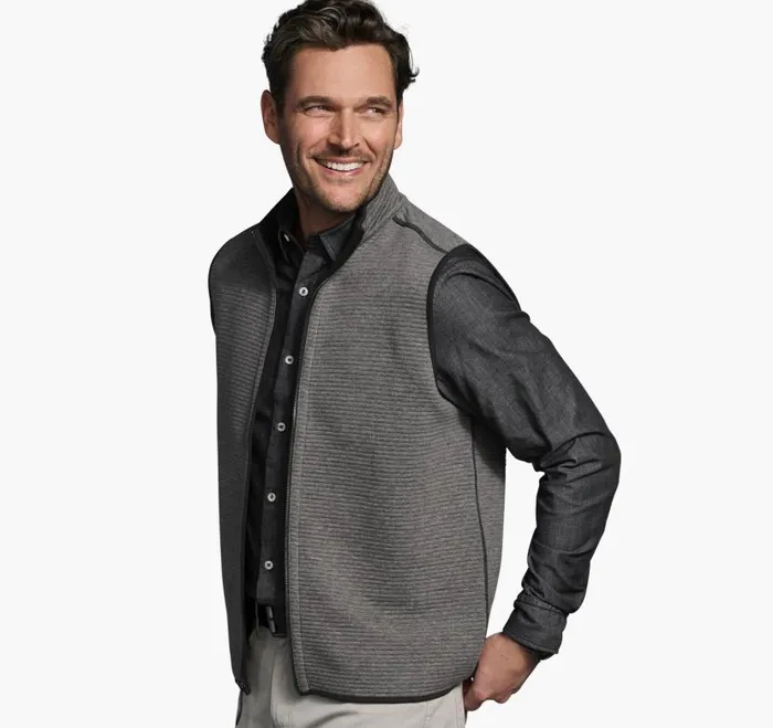 Men Johnston and Murphy Coats Jackets and Vests Reversible Channel Quilted Vest Gray Heatherblack Men Johnston and Murphy Coats Jackets and Vests Reversible Channel Quilted Vest Gray Heatherblack
